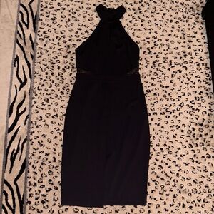 Halter dress with mesh cutouts